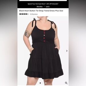Hot Topic Plus Size Mini Dress with Red Heart Button Accents